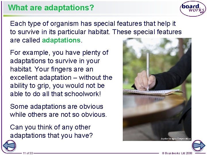 What are adaptations? Each type of organism has special features that help it to