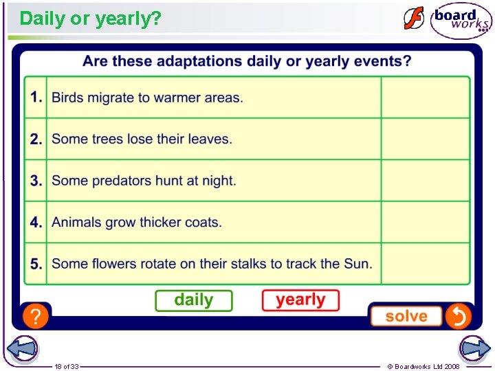 Daily or yearly? 18 of 33 © Boardworks Ltd 2008 