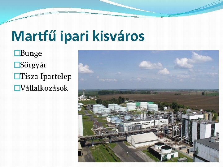 Martfű ipari kisváros �Bunge �Sörgyár �Tisza Ipartelep �Vállalkozások 