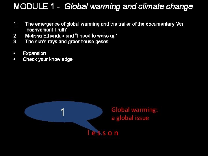 MODULE 1 - Global warming and climate change 1. 2. 3. • • The