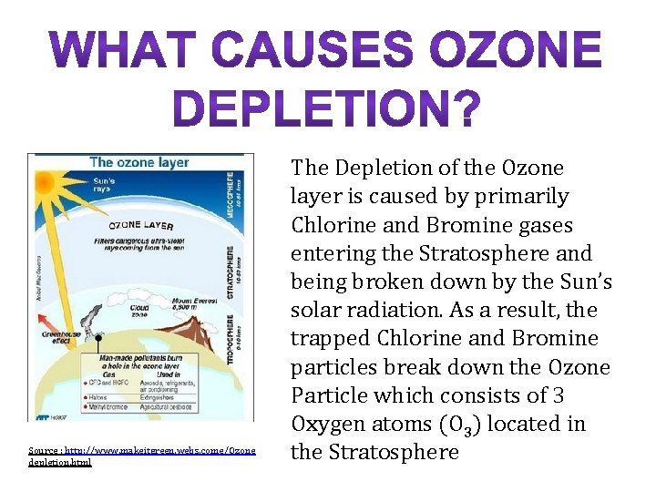 Source : http: //www. makeitgreen. webs. come/Ozone depletion. html The Depletion of the Ozone