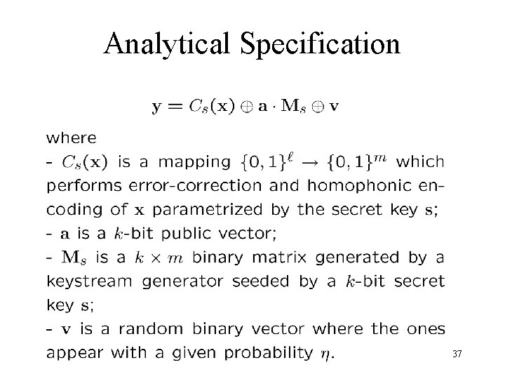 Analytical Specification 37 