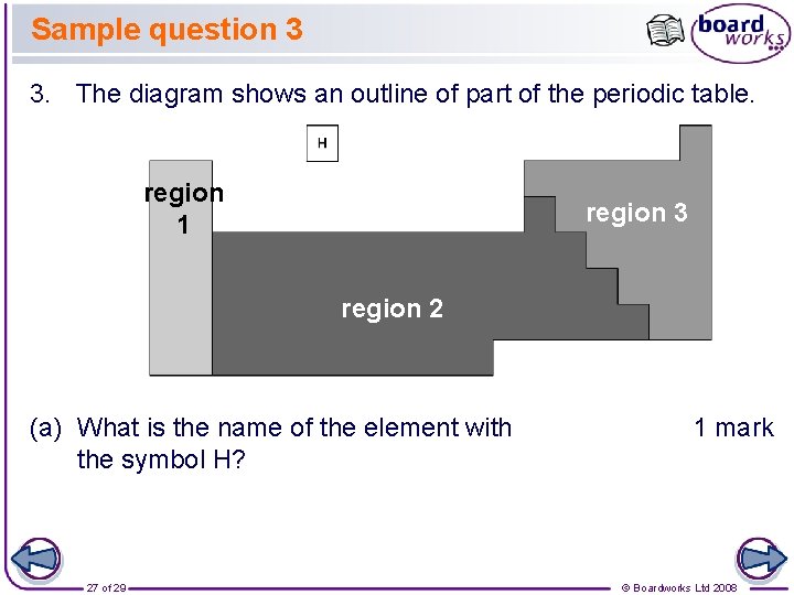 Sample question 3 3. The diagram shows an outline of part of the periodic