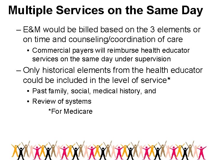 Multiple Services on the Same Day – E&M would be billed based on the