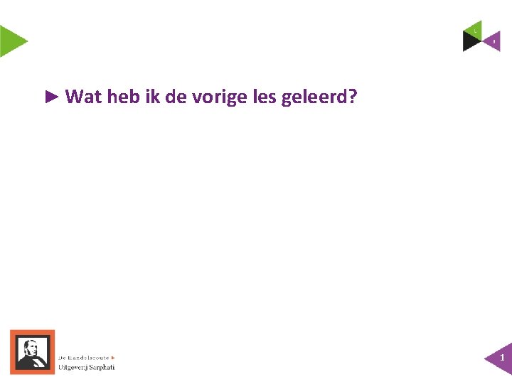 ► Wat heb ik de vorige les geleerd? 1 