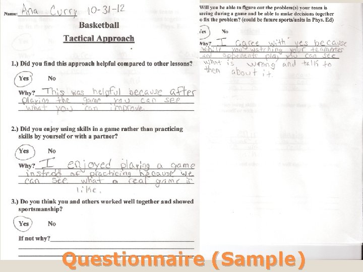 Questionnaire (Sample) 