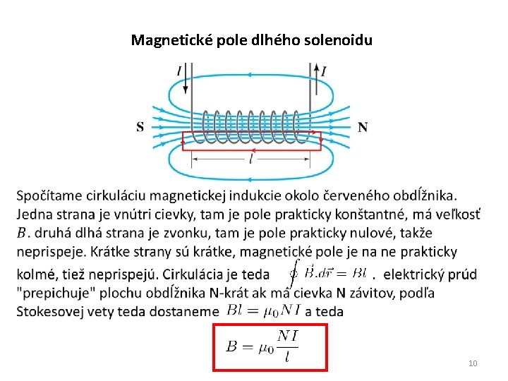 Magnetické pole dlhého solenoidu 10 