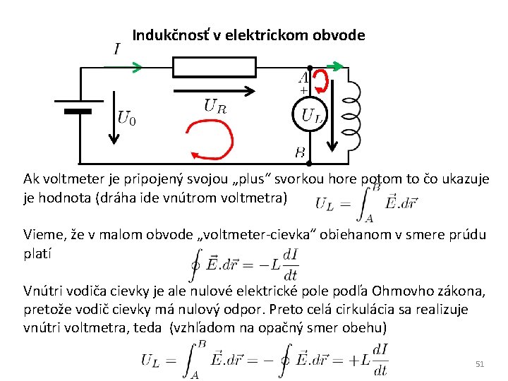 Indukčnosť v elektrickom obvode Ak voltmeter je pripojený svojou „plus“ svorkou hore potom to