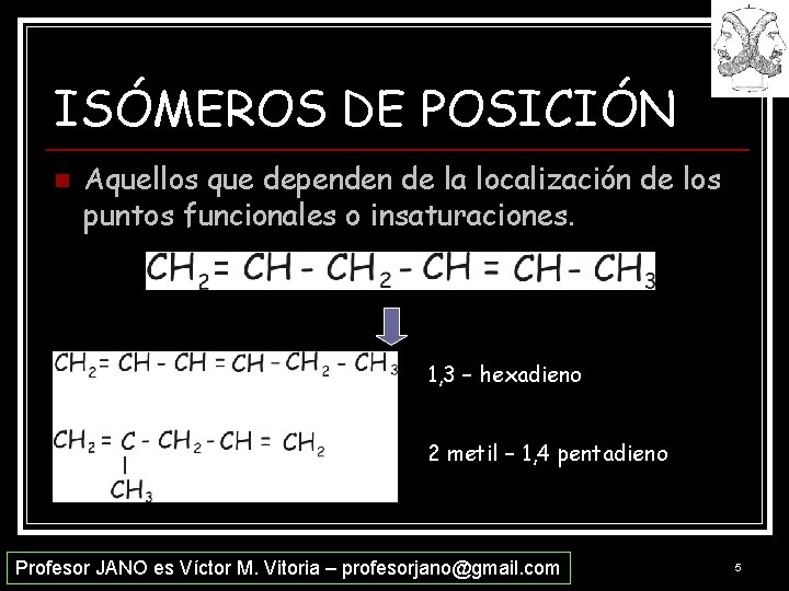 ISÓMEROS DE POSICIÓN n Aquellos que dependen de la localización de los puntos funcionales