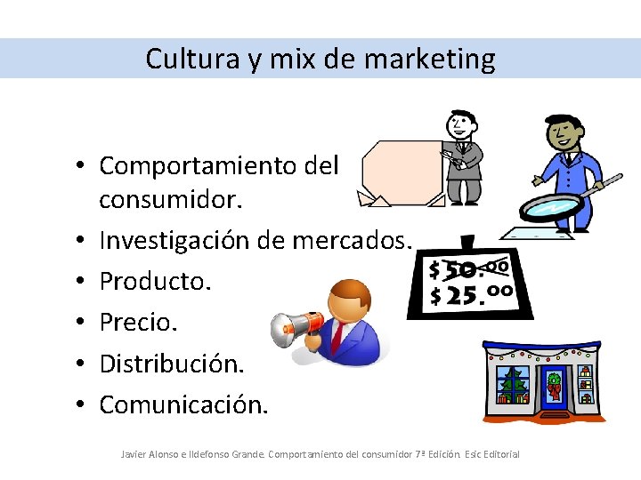 Cultura y mix de marketing • Comportamiento del consumidor. • Investigación de mercados. •