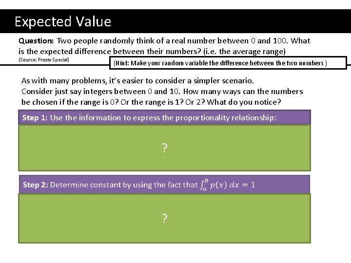  Expected Value Question: Two people randomly think of a real number between 0