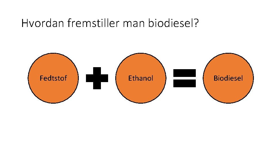 Hvordan fremstiller man biodiesel? Fedtstof Ethanol Biodiesel 