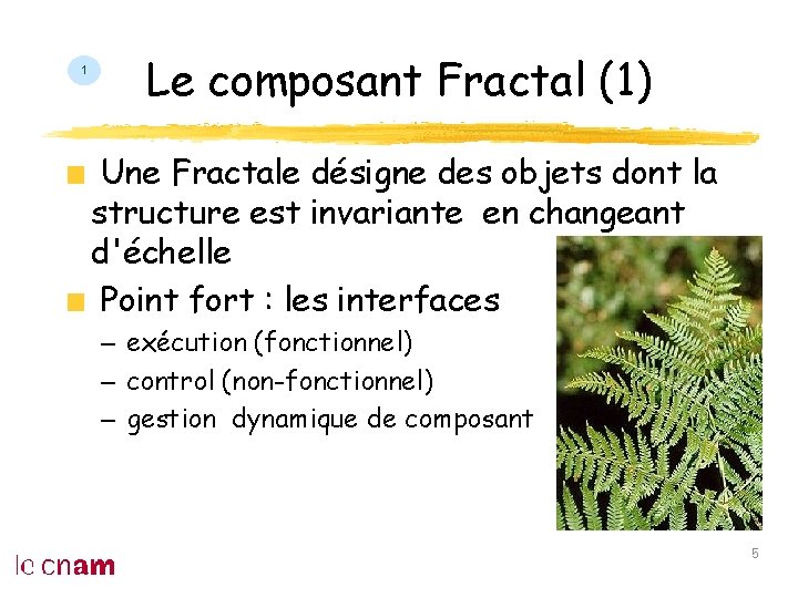 Le composant Fractal (1) Une Fractale désigne des objets dont la structure est invariante