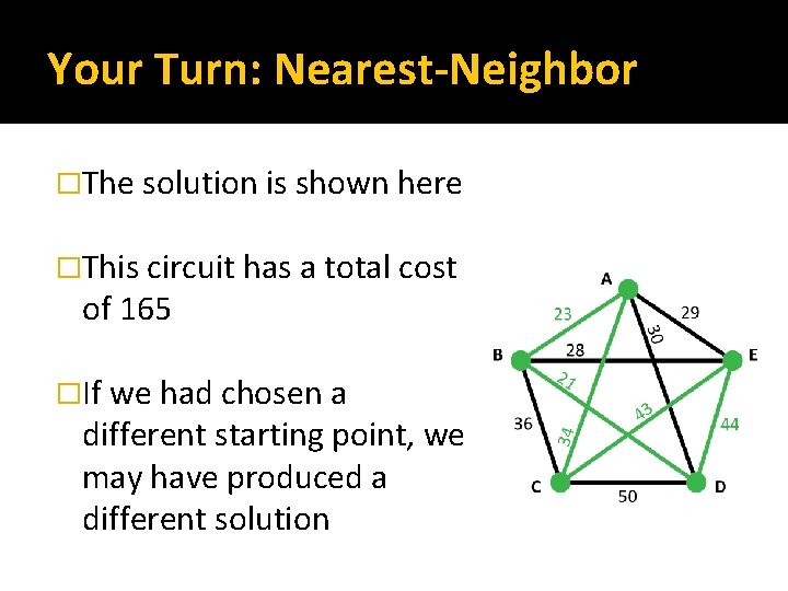 Your Turn: Nearest-Neighbor �The solution is shown here �This circuit has a total cost