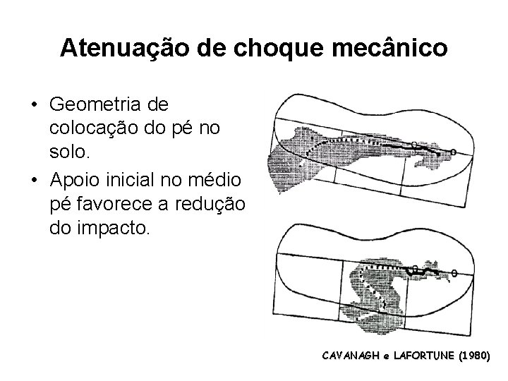 Atenuação de choque mecânico • Geometria de colocação do pé no solo. • Apoio