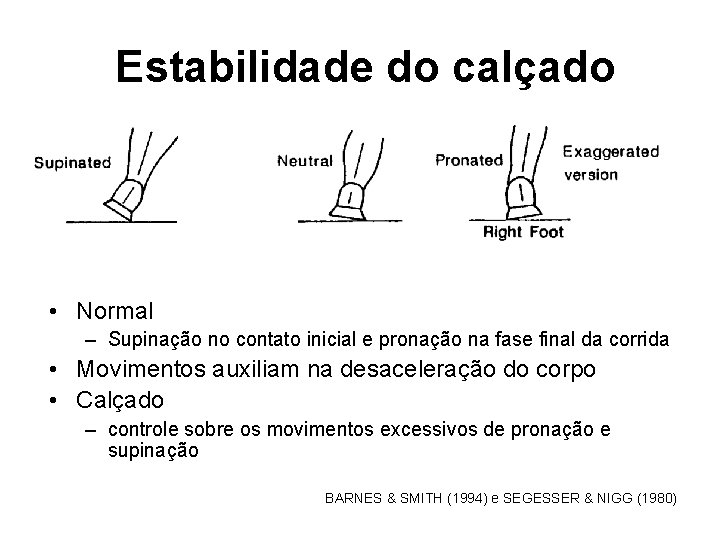 Estabilidade do calçado • Normal – Supinação no contato inicial e pronação na fase