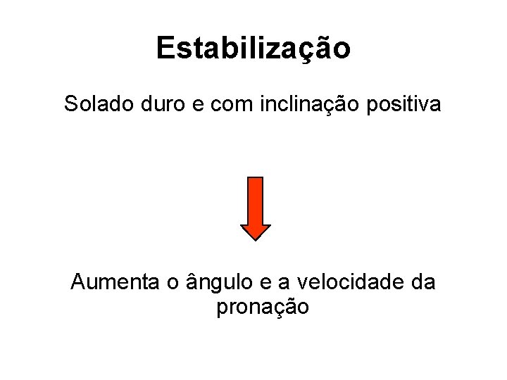 Estabilização Solado duro e com inclinação positiva Aumenta o ângulo e a velocidade da