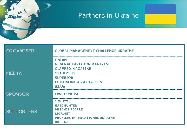 Partners in Ukraine ORGANISER GLOBAL MANAGEMENT CHALLENGE UKRAINE MEDIA UNIAN GENERAL DIRECTOR MAGAZINE GLAVRED