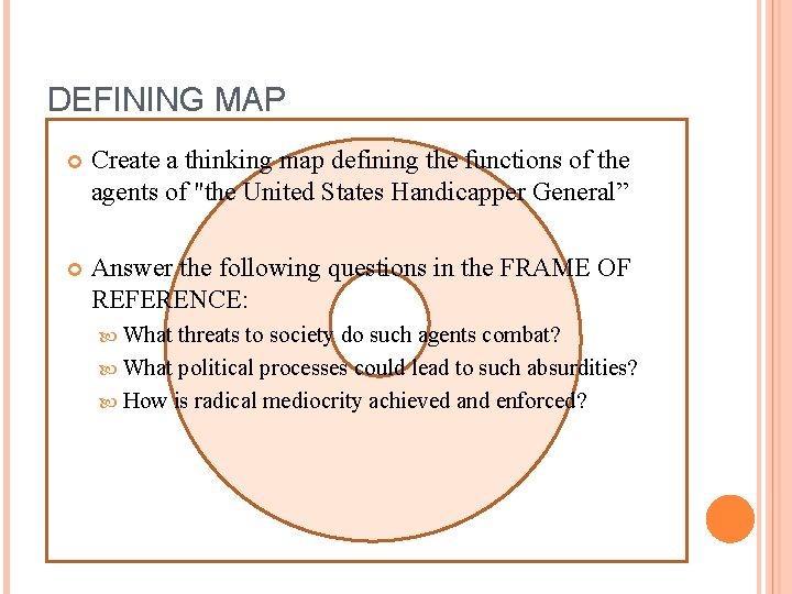 DEFINING MAP Create a thinking map defining the functions of the agents of "the