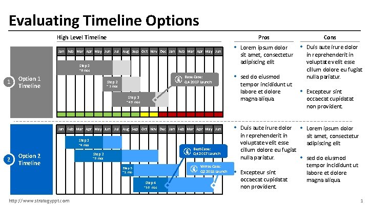 Evaluating Timeline Options High Level Timeline Jan Feb Mar Apr May Jun Jul Aug