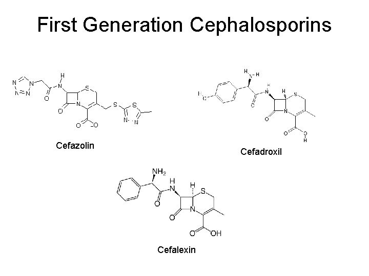 First Generation Cephalosporins Cefazolin Cefadroxil Cefalexin 