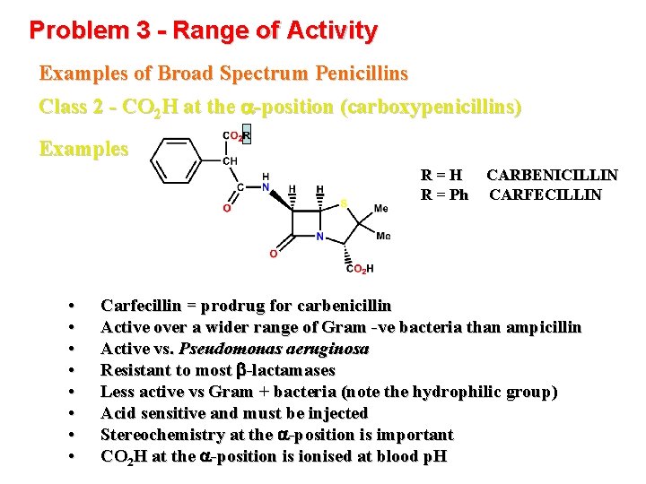 Problem 3 - Range of Activity Examples of Broad Spectrum Penicillins Class 2 -
