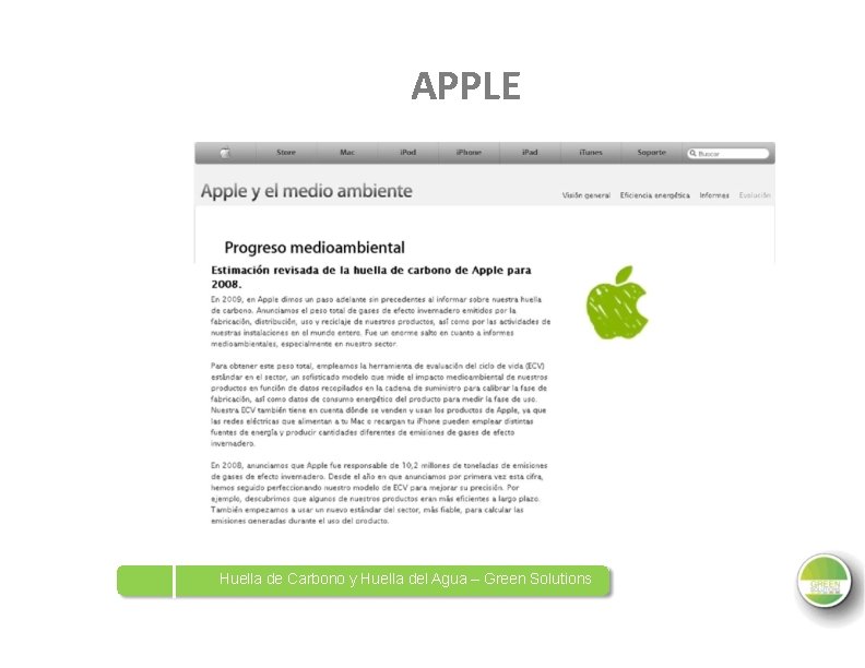 APPLE Huella de Carbono y Huella del Agua – Green Solutions 