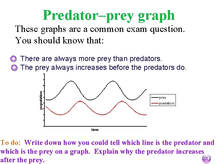 Predator–prey graph These graphs are a common exam question. You should know that: There