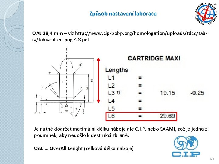 Způsob nastavení laborace OAL 28, 4 mm – viz http: //www. cip-bobp. org/homologation/uploads/tdcc/tabivcal-en-page 28.