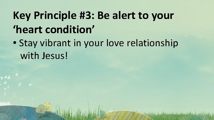 Key Principle #3: Be alert to your ‘heart condition’ • Stay vibrant in your