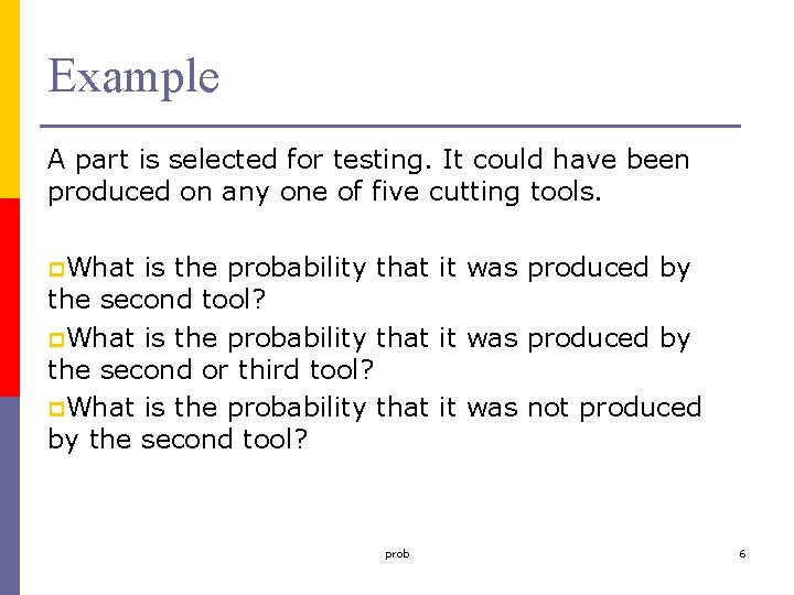 Example A part is selected for testing. It could have been produced on any