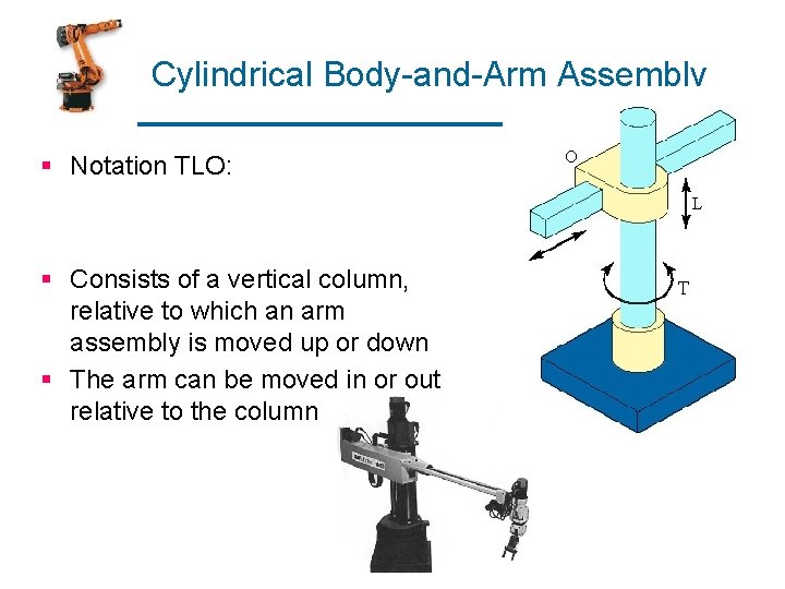 Cylindrical Body-and-Arm Assembly § Notation TLO: § Consists of a vertical column, relative to