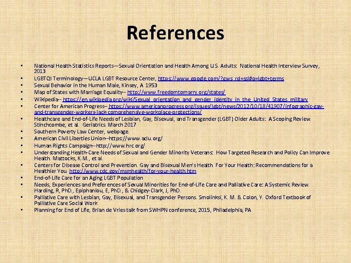 References • • • • National Health Statistics Reports—Sexual Orientation and Health Among U.