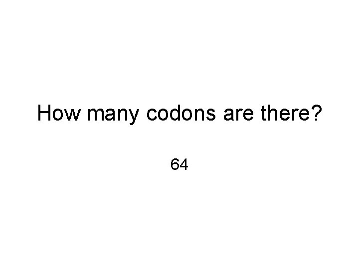 How many codons are there? 64 