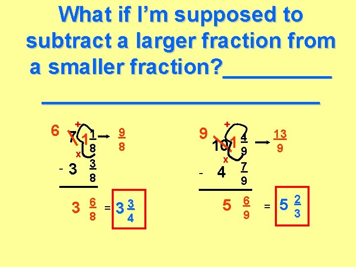 What if I’m supposed to subtract a larger fraction from a smaller fraction? ________________