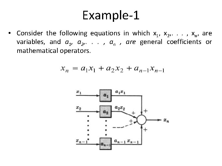 Example-1 • Consider the following equations in which x 1, x 2, . .