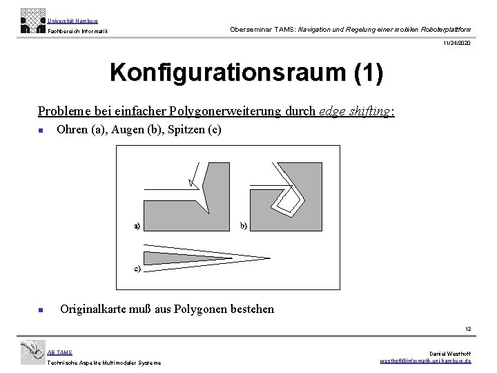 Universität Hamburg Oberseminar TAMS: Navigation und Regelung einer mobilen Roboterplattform Fachbereich Informatik 11/24/2020 Konfigurationsraum