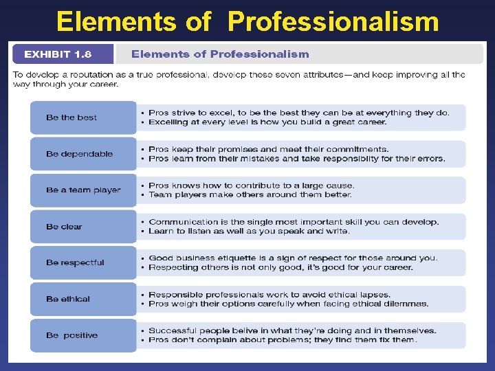 Elements of Professionalism 1 -31 