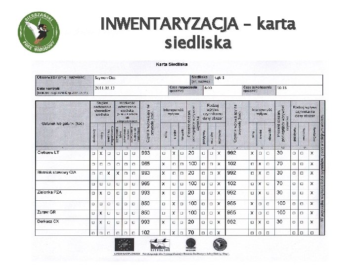 INWENTARYZACJA – karta siedliska 