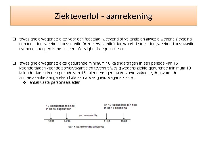 Ziekteverlof - aanrekening q afwezigheid wegens ziekte voor een feestdag, weekend of vakantie en