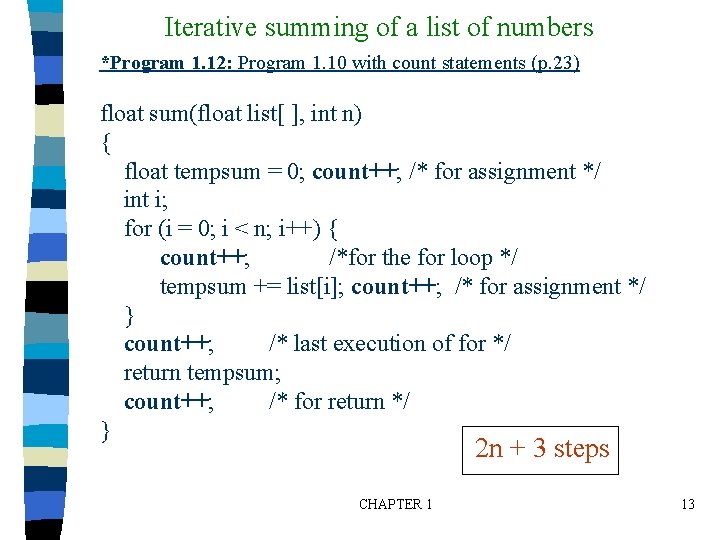 Iterative summing of a list of numbers *Program 1. 12: Program 1. 10 with