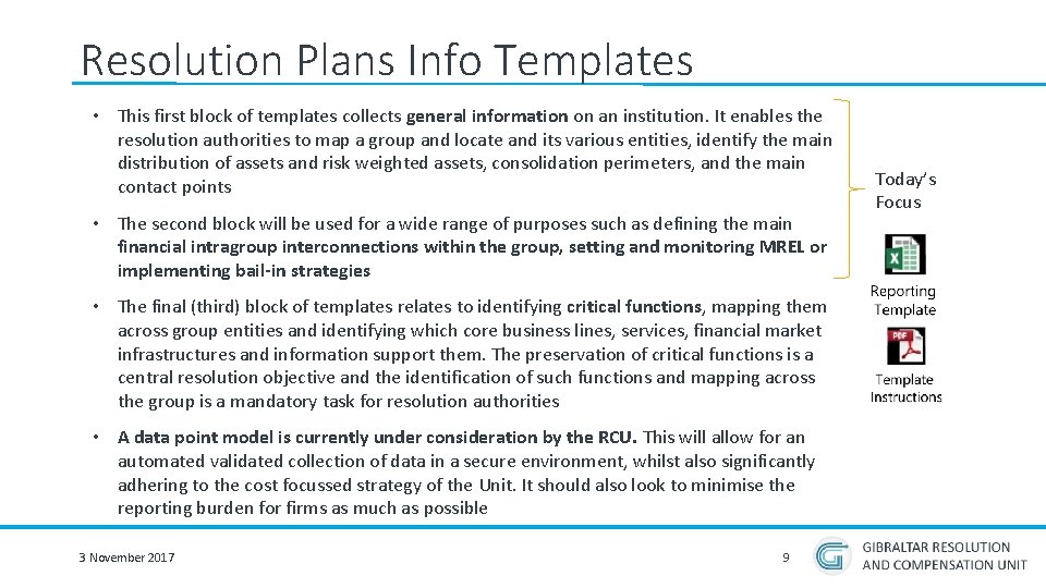 Resolution Plans Info Templates • This first block of templates collects general information on