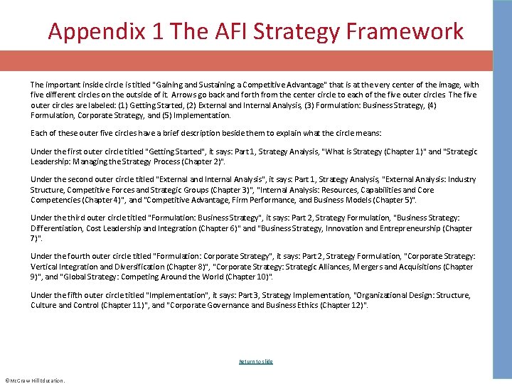 Appendix 1 The AFI Strategy Framework The important inside circle is titled "Gaining and