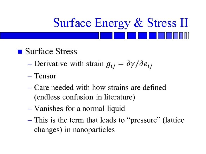 Surface Energy & Stress II n 