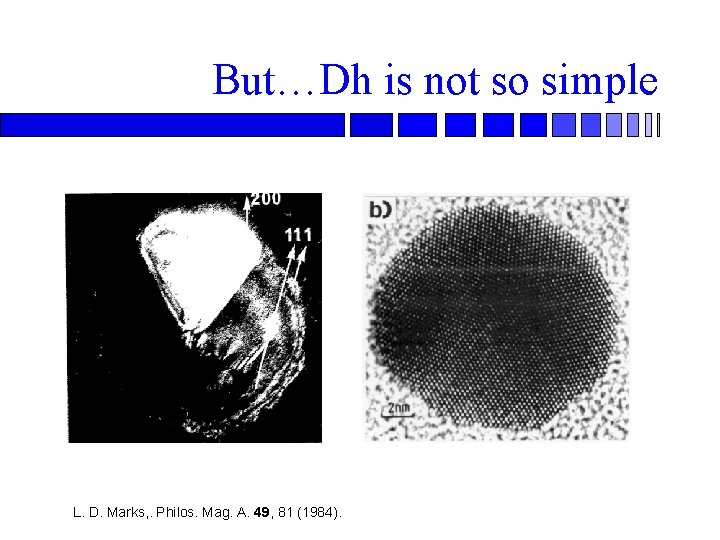 But…Dh is not so simple L. D. Marks, . Philos. Mag. A. 49, 81