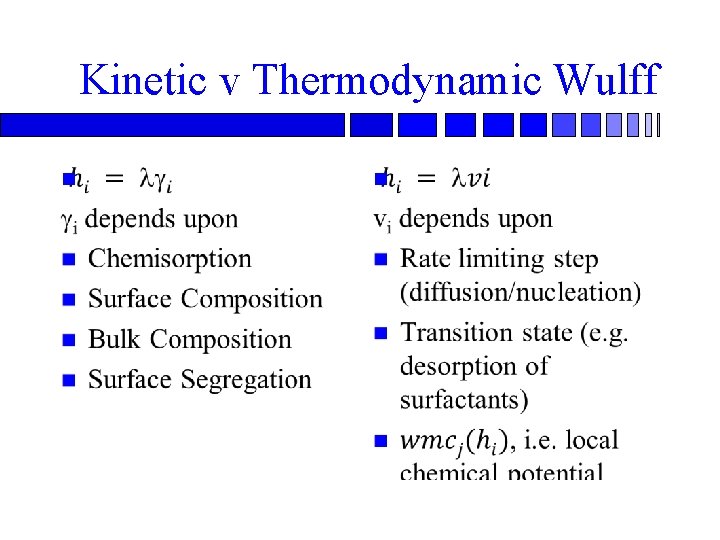 Kinetic v Thermodynamic Wulff n n 