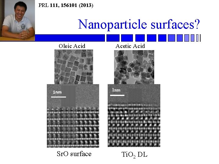 PRL 111, 156101 (2013) Nanoparticle surfaces? Oleic Acid Acetic Acid 1 nm Sr. O