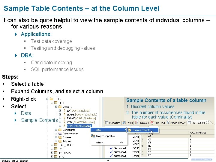Sample Table Contents – at the Column Level It can also be quite helpful