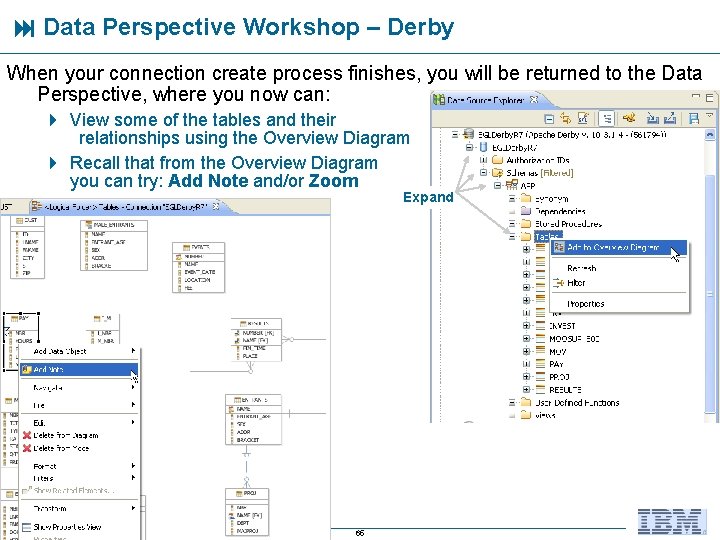  Data Perspective Workshop – Derby When your connection create process finishes, you will