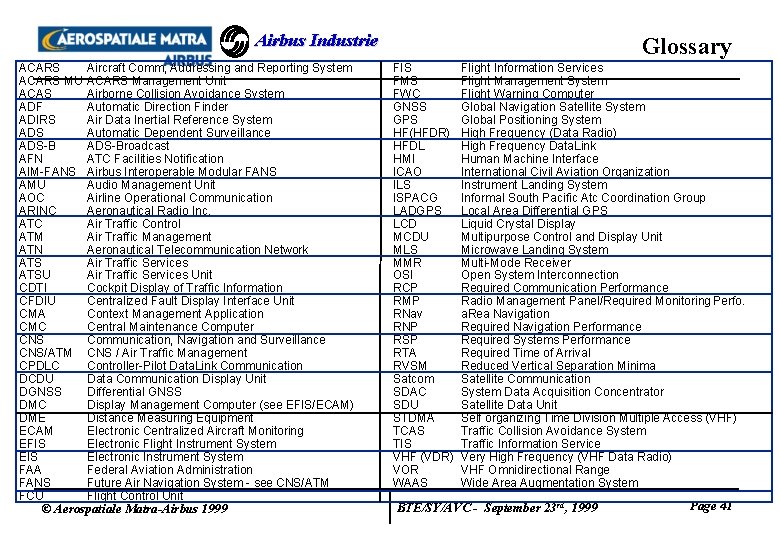 Airbus Industrie ACARS MU ACAS ADF ADIRS ADS-B AFN AIM-FANS AMU AOC ARINC ATM Airbus Industrie ACARS MU ACAS ADF ADIRS ADS-B AFN AIM-FANS AMU AOC ARINC ATM